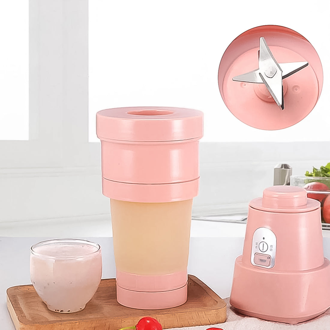 Foldable Electric Juicer Portable Blender Stainless Steel 6 Blades (500 Ml) - Shop Gharse