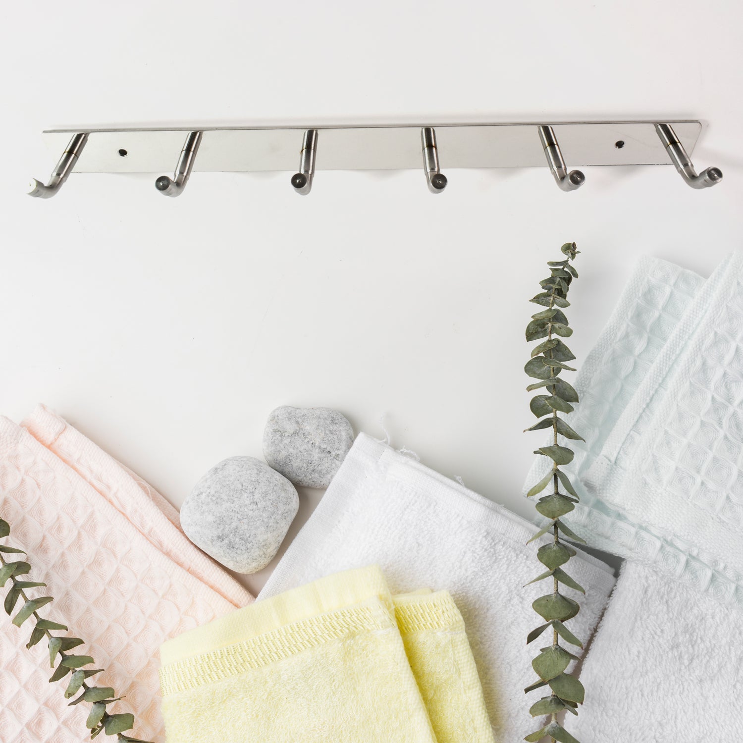 Stainless Steel Wall Mounted Coat 6 Hook Rack (32x3  1pc) - Shop Gharse