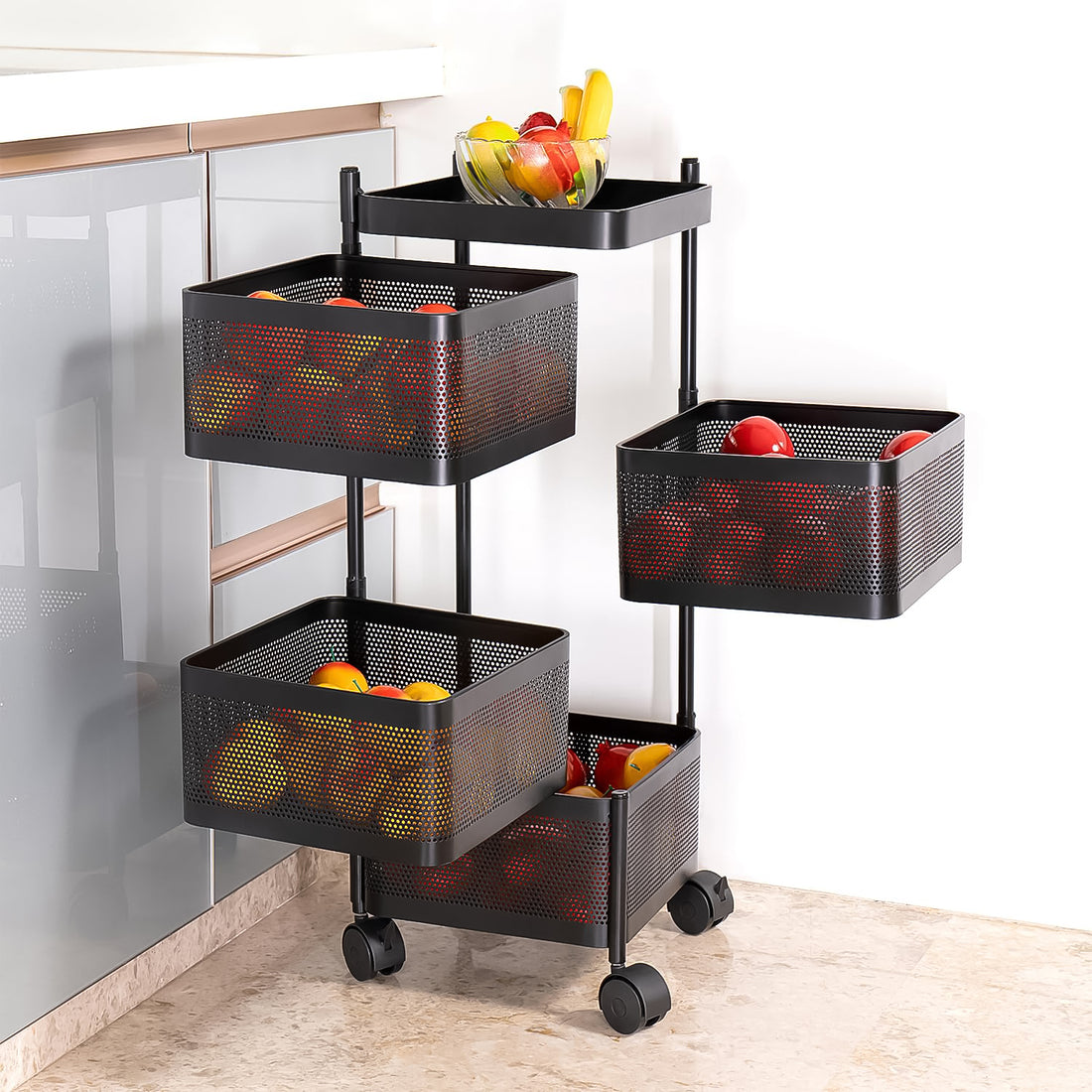 Metal Square High Quality Kitchen Trolley With Wheels (4 Layer  1 Pc) - Shop Gharse
