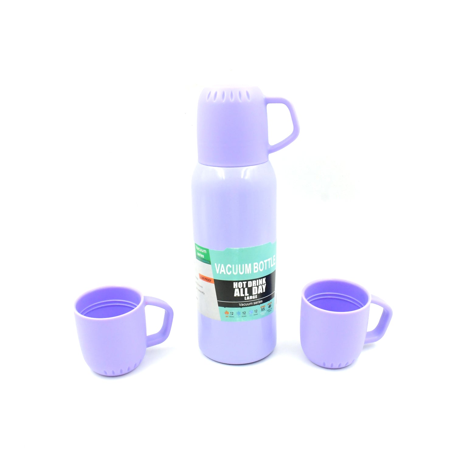 5533 Vacuum Flask Set Stainless Steel Thermos With 3 Cup Creative Gift Set With Cover Handle Portable Car Water Bottle Set (Approx 500ml) - Shop Gharse