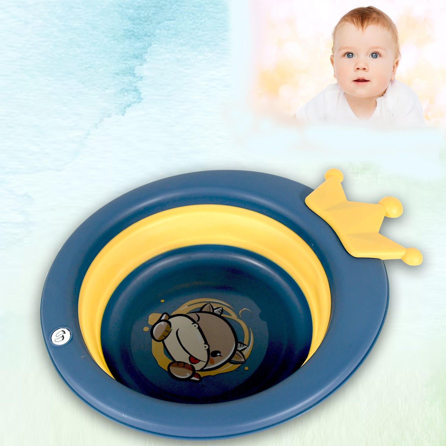 17514 Cartoon Shape Wash Basin Space Saving Multi Function Foldable Baby Wash Basin Easy Clean Lightweight Thicken For Washing Face For Home (33x31 Cm  1 Pc) - Shop Gharse
