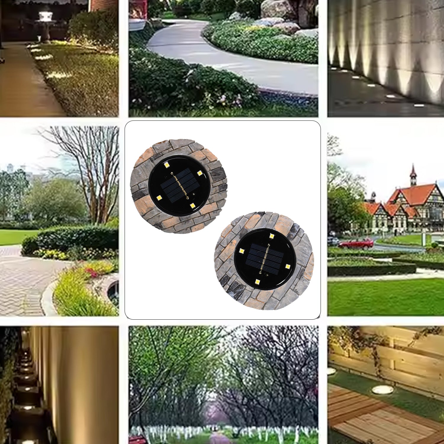 Disk Lights Slate  Heavy Duty Outdoor Solar Pathway Lights  4 Led (2 Pc) - Shop Gharse