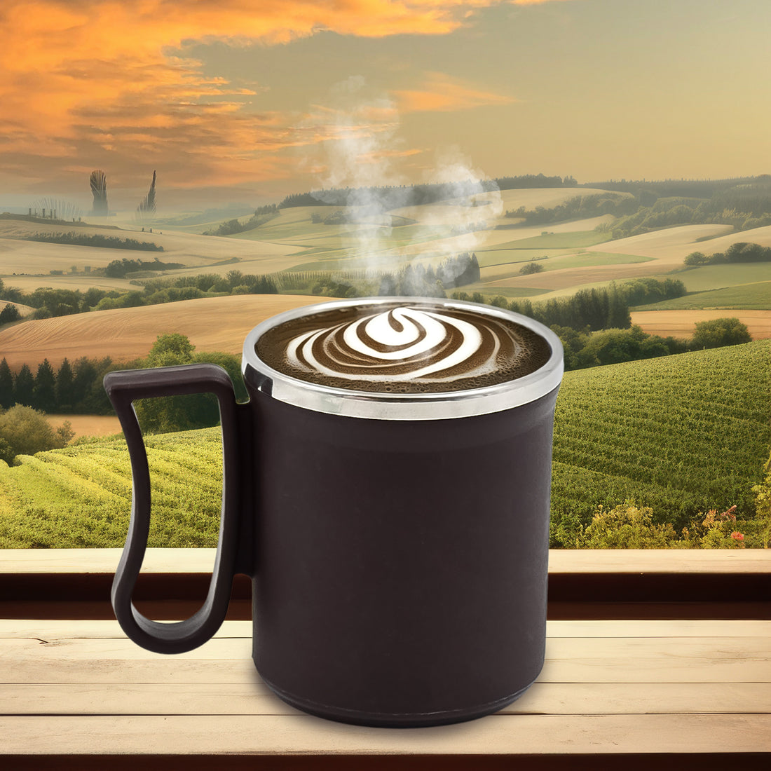 Coffee Mug With Lid And Handle-plastic Covered Stainless Steel Mug (Random Color Approx 200 Ml) - Shop Gharse