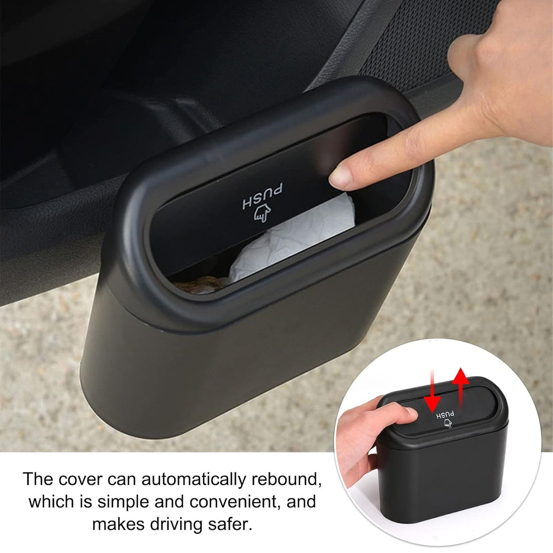 Plastic Mini Car Trash Can  Bin With Lid (1 Pc  With Brown Box) - Shop Gharse
