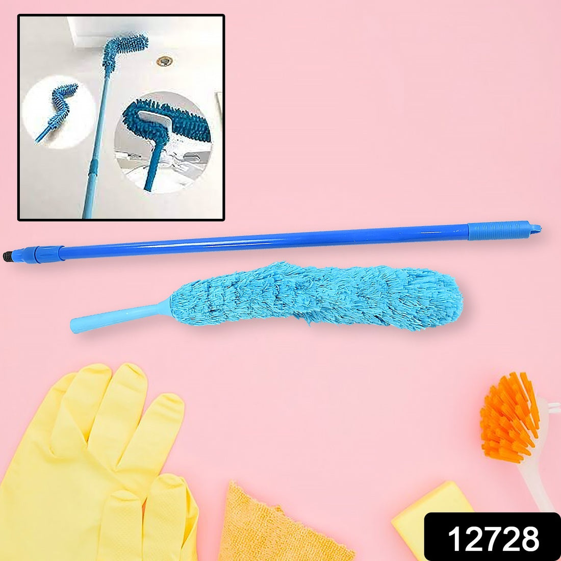 12728 Long Handle Dust Cleaning Brush Adjustable Microfiber Dust Brush Foldable Home Appliances Ceiling Cleaner Latest Home Improvement Products - Shop Gharse