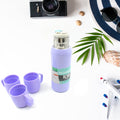5533 Vacuum Flask Set Stainless Steel Thermos With 3 Cup Creative Gift Set With Cover Handle Portable Car Water Bottle Set (Approx 500ml) - Shop Gharse