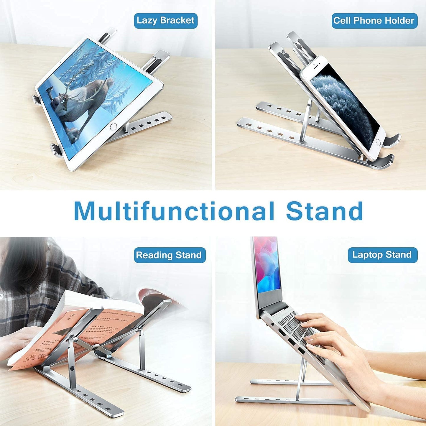 12874 Laptop Stand For Desk  Metal Portable Laptop Stand With 6 Adjustable Angles  Laptop Riser Phone And Tablet Stand  Compatible For All Laptop - Shop Gharse