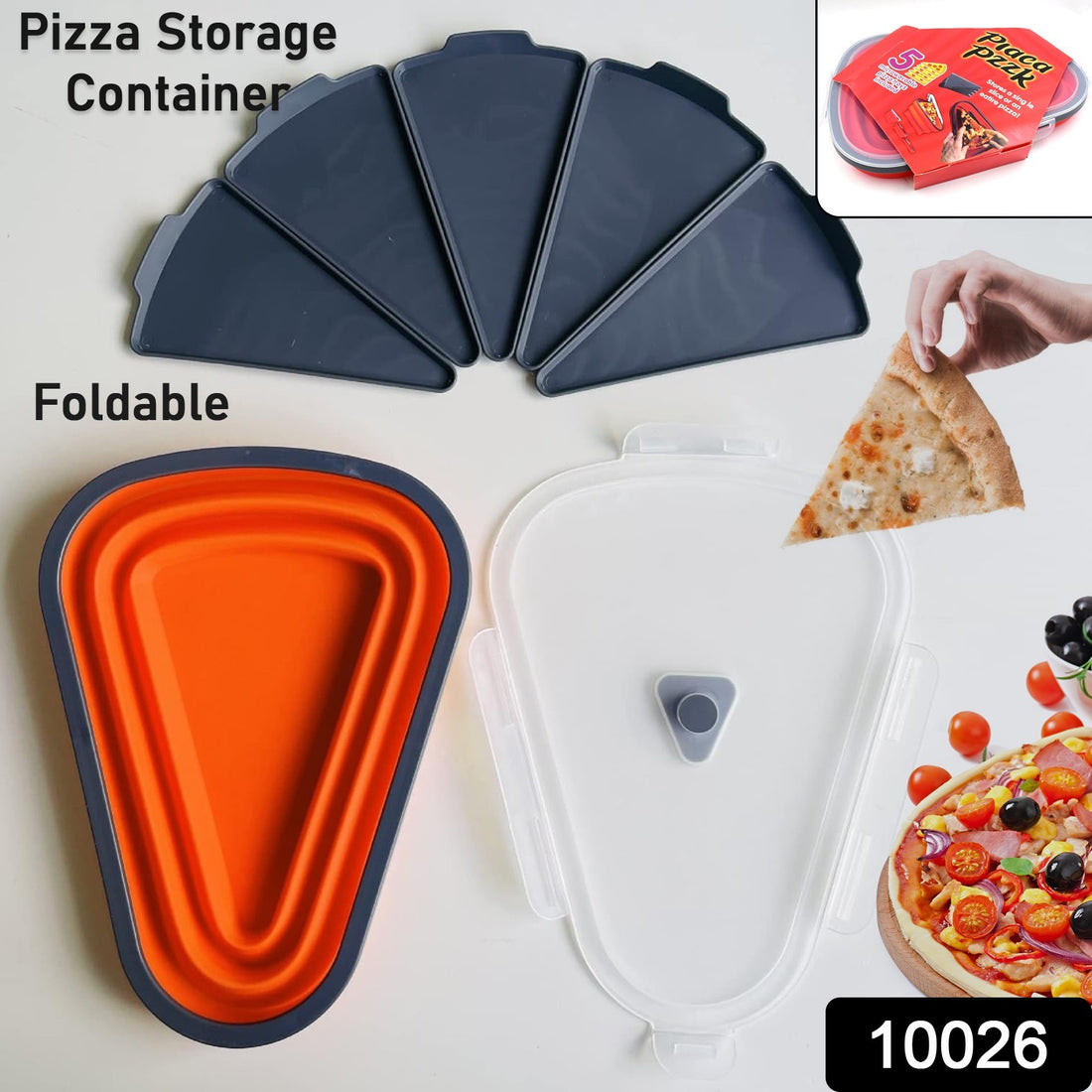 10026 Reusable Pizza Storage Containers With 5 Microwavable Serving Trays Silicone Container Expandable  Adjustable For Packing Pizza At Home  Outdoor - Shop Gharse