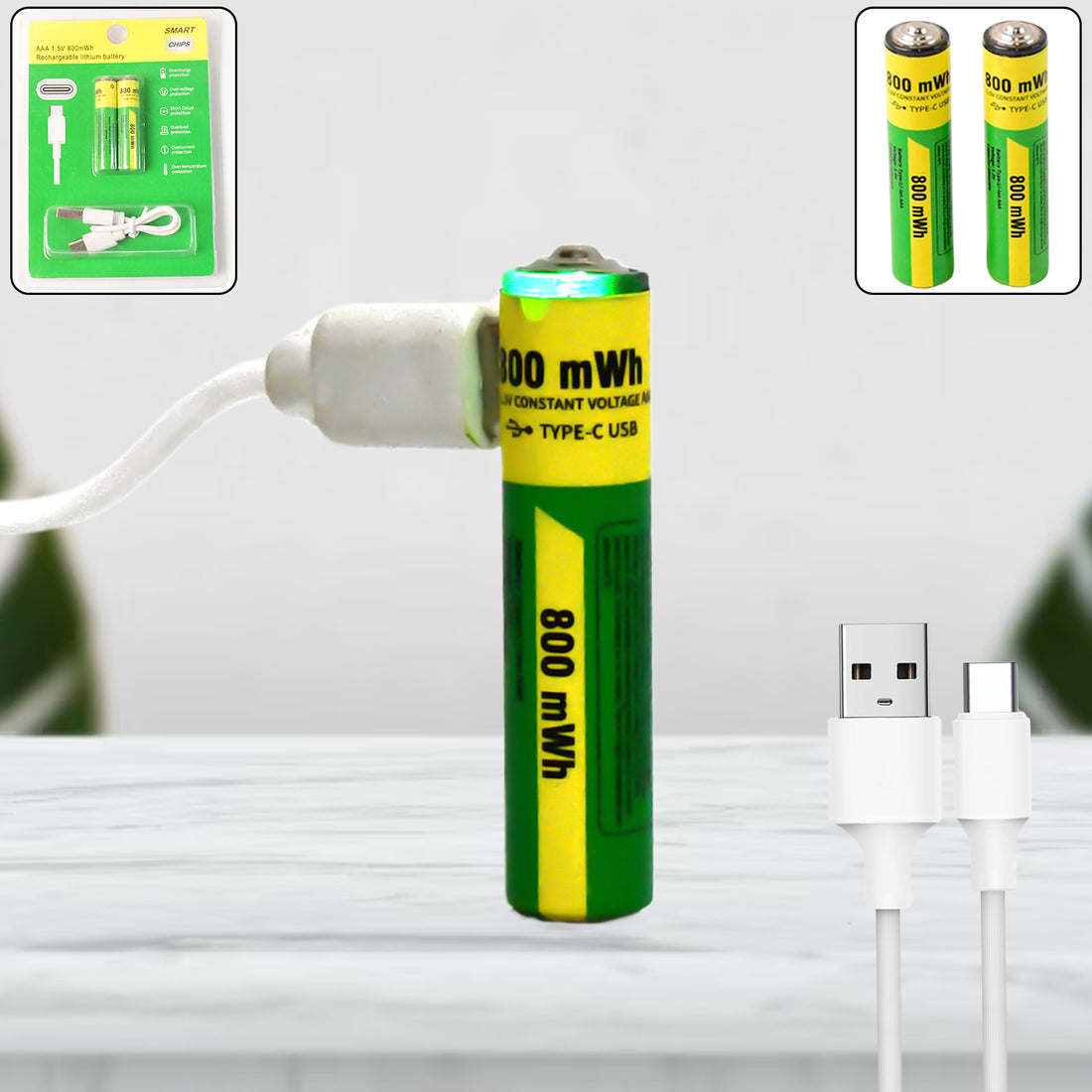 Aaa Rechargeable 800 Mwh Batteries With Recharging Cable (2 Pc Set) - Shop Gharse