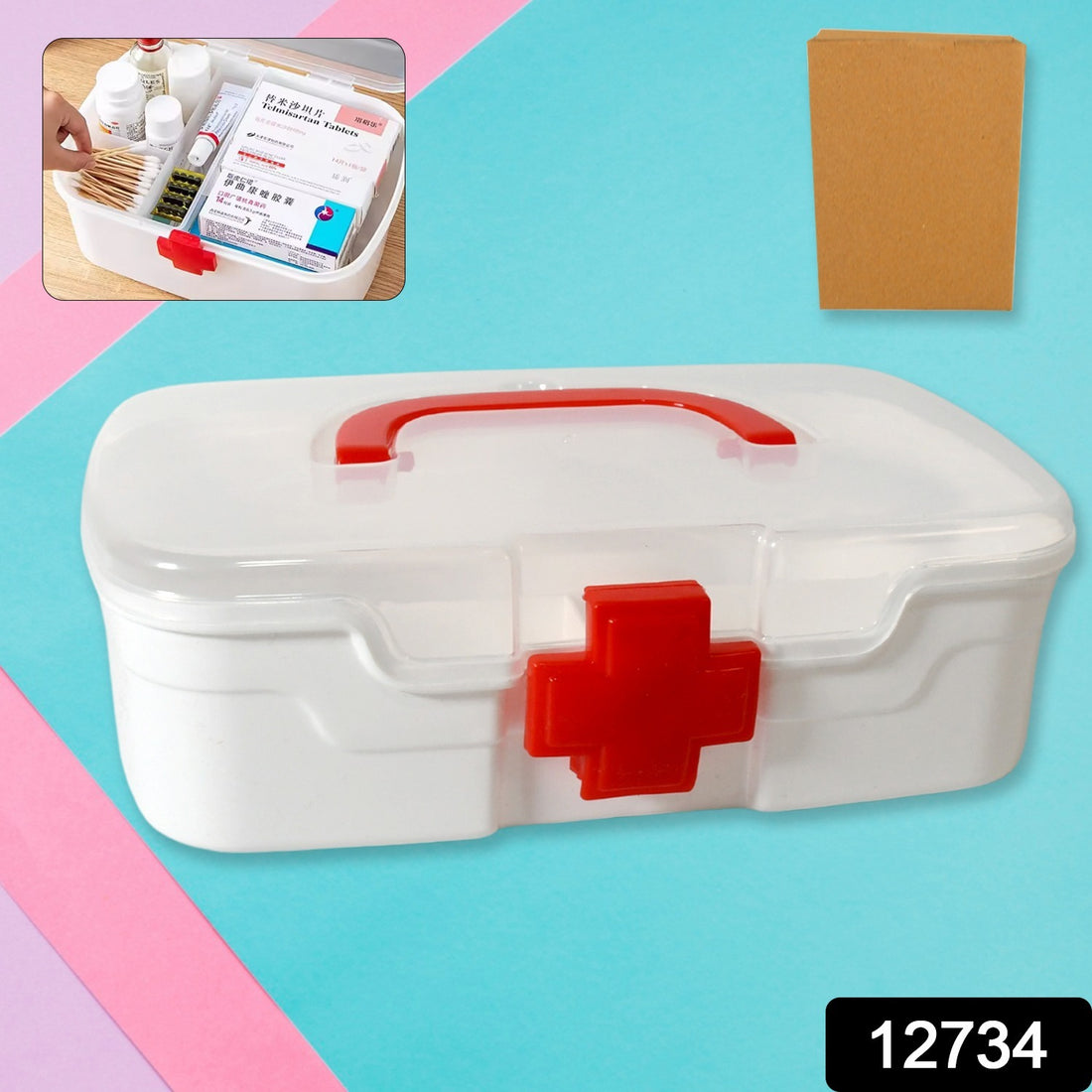 12734 Medical Box 1 Piece Indoor Outdoor Medical Utility Medicine Storage Box Detachable Tray Medical Box Multi Purpose Regular Medicine First Aid Box With Handle  Transparent Lid - Shop Gharse