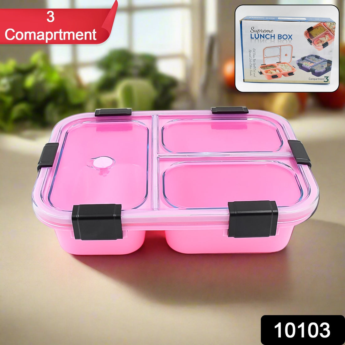 Plastic 3 Compartment Insulated Lunch Box Lunch Box (1 Pc) - Shop Gharse