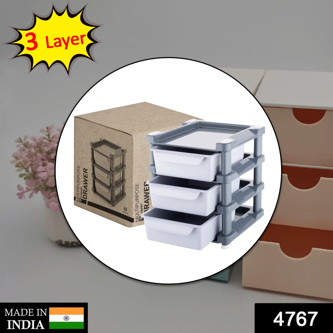 4767 Mini 3 Layer Drawer Used For Storing Makeup Equipments And Kits Used By Womens And Ladies. - Shop Gharse