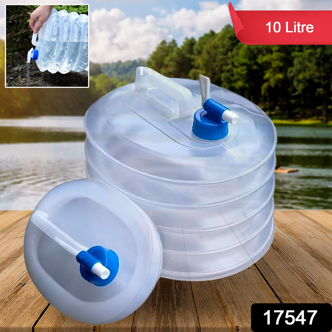 Outdoor Camping Collapsible Portable Water Container With Carry Handle Tap Valve Large Food Grade - Shop Gharse