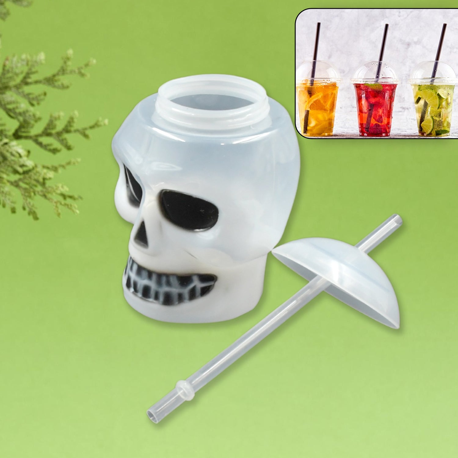 0287 Ghost Face Bottle Water Bottle Drinking Cup With Lid And Straw Party Favors Summer Hawaiian And Beach Party Decorations For Kids Adults With Brown Box(1 Pc) - Shop Gharse