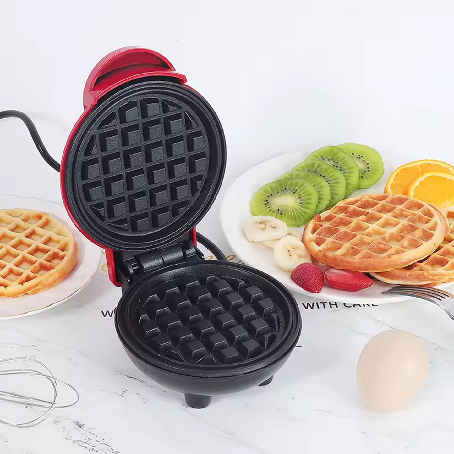Mini Waffle Maker Machine Waffle Iron Home Appliances Kitchen Gift Easy To Clean On-stick Surfaces Perfect Breakfast Dessert Sandwich Pan Cakes Paninis  Other Snacks Machine - Shop Gharse