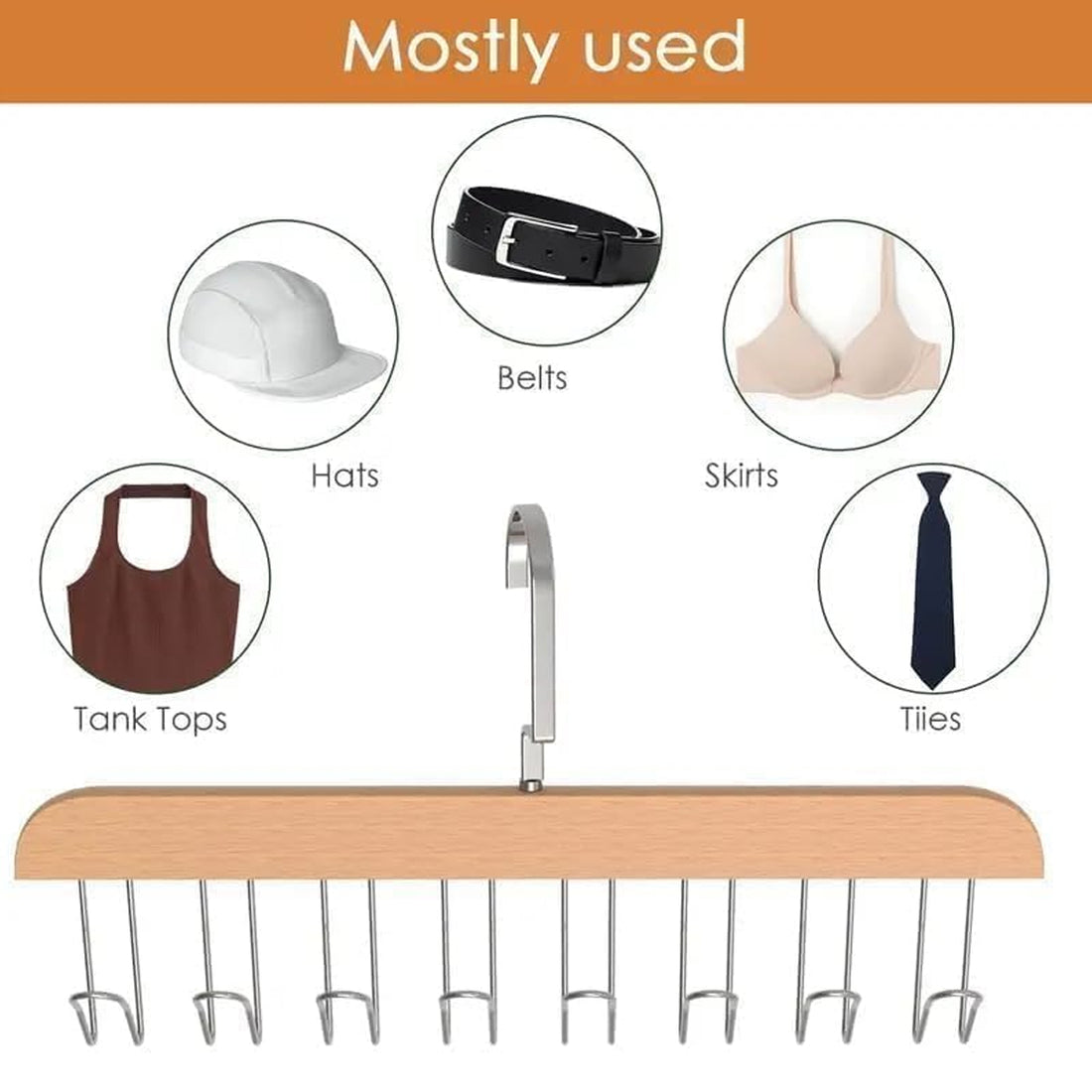 Space Saving 8 Hooks Wooden Hangers (Hanging Hook Included  1 Pc) - Shop Gharse
