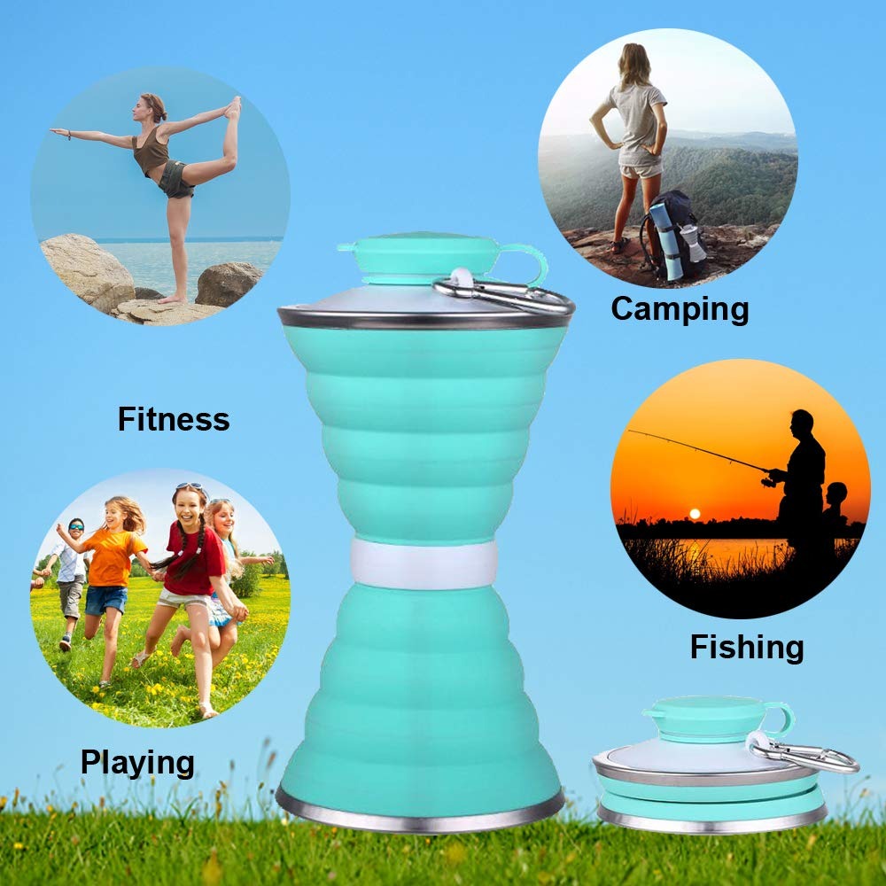 1385 Silicone Traveling Water Bottle Bpa Free - Leak Proof Lightweight Collapsible - Small Folding Refillable And Space Saver For Camping Gym Sports Hiking Biking Yoga Outdoor - Shop Gharse
