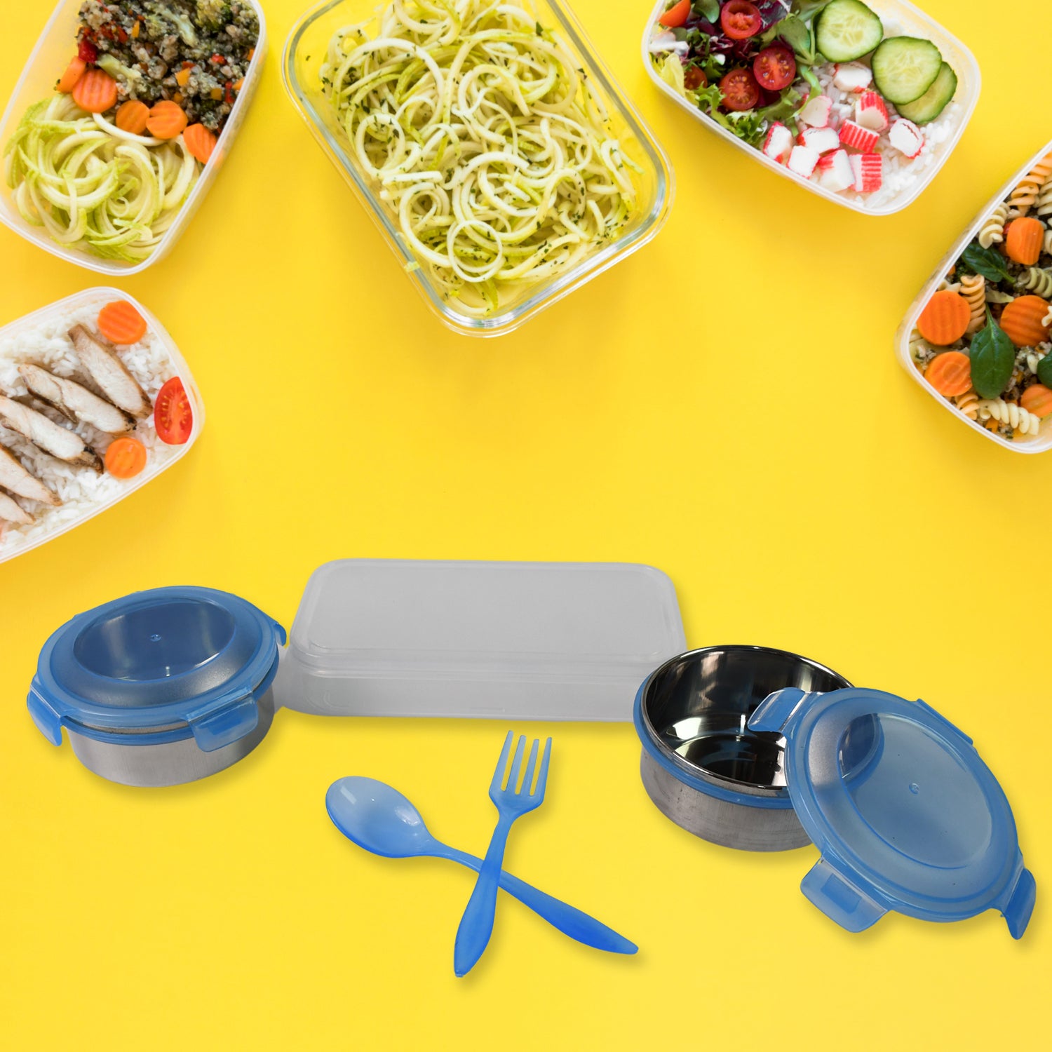 Sumo Lunch Box With Lunch Bag Plastic Lunch Box  Plastic Spoon Fork (2 Pc Set  With Lunch Box) - Shop Gharse