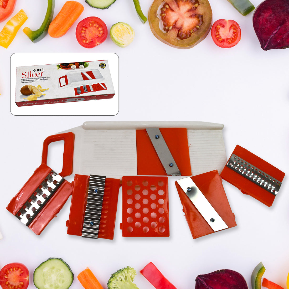 Plastic 6 In 1 Vegetables Slicer Cutter And Fruit Dicer Grater (1 Set) - Shop Gharse