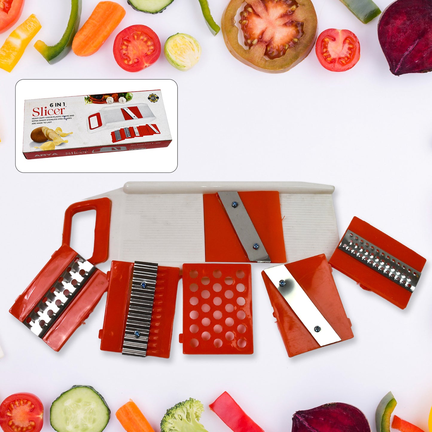 Plastic 6 In 1 Vegetables Slicer Cutter And Fruit Dicer Grater (1 Set) - Shop Gharse