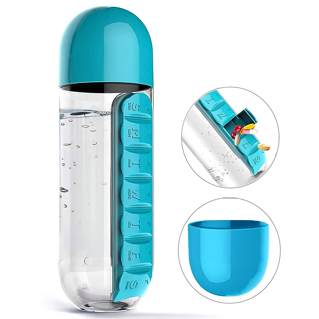 12911 Pill  Vitamin Bottle Water Bottle Multi Functional Use For Traveling  Outdoor Use Water Bottle Travelling Kit Summer Special Bottle (600 Ml   Mix Color ) - Shop Gharse