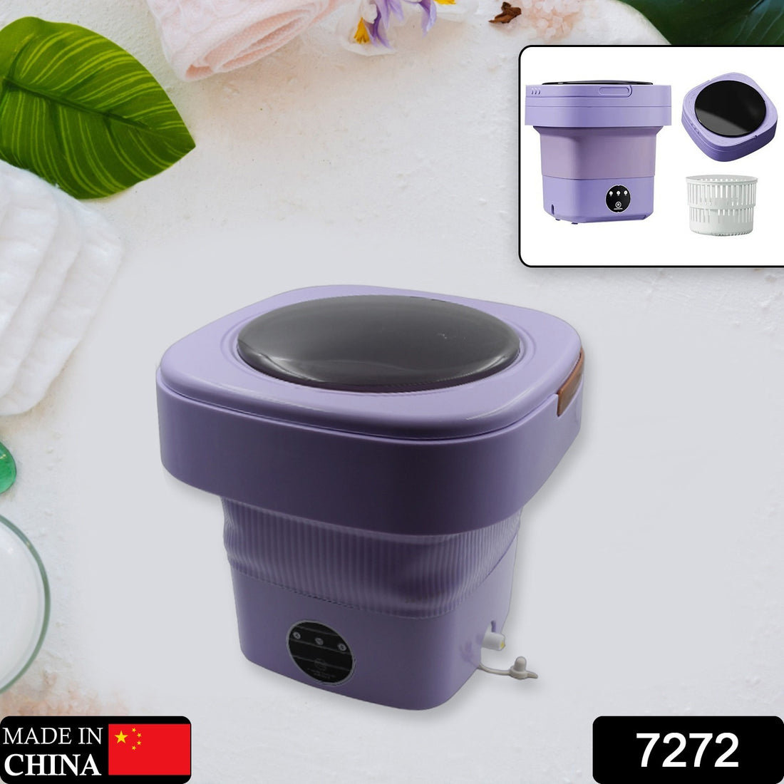7272 Mini Washing Machine Foldable Mini Washer With Drain Basket Portable Washing Machine Foldable For Laundry Travel Camping Rv Baby Clothes - Shop Gharse