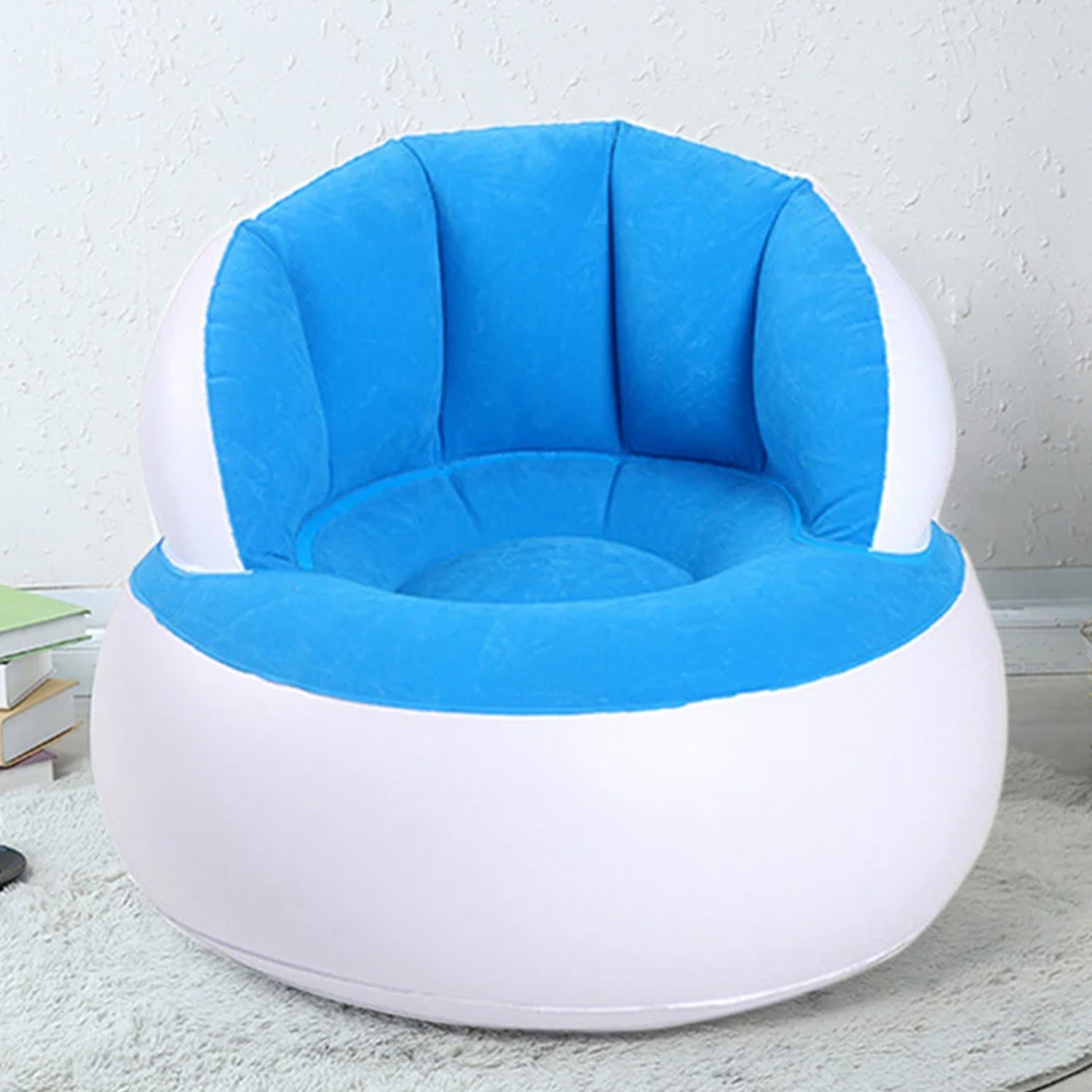 Kids Inflatable Sofa Chair With Backrest  Foot Air Pump With Hose (1 Set  85x74 Cm Approx) - Shop Gharse