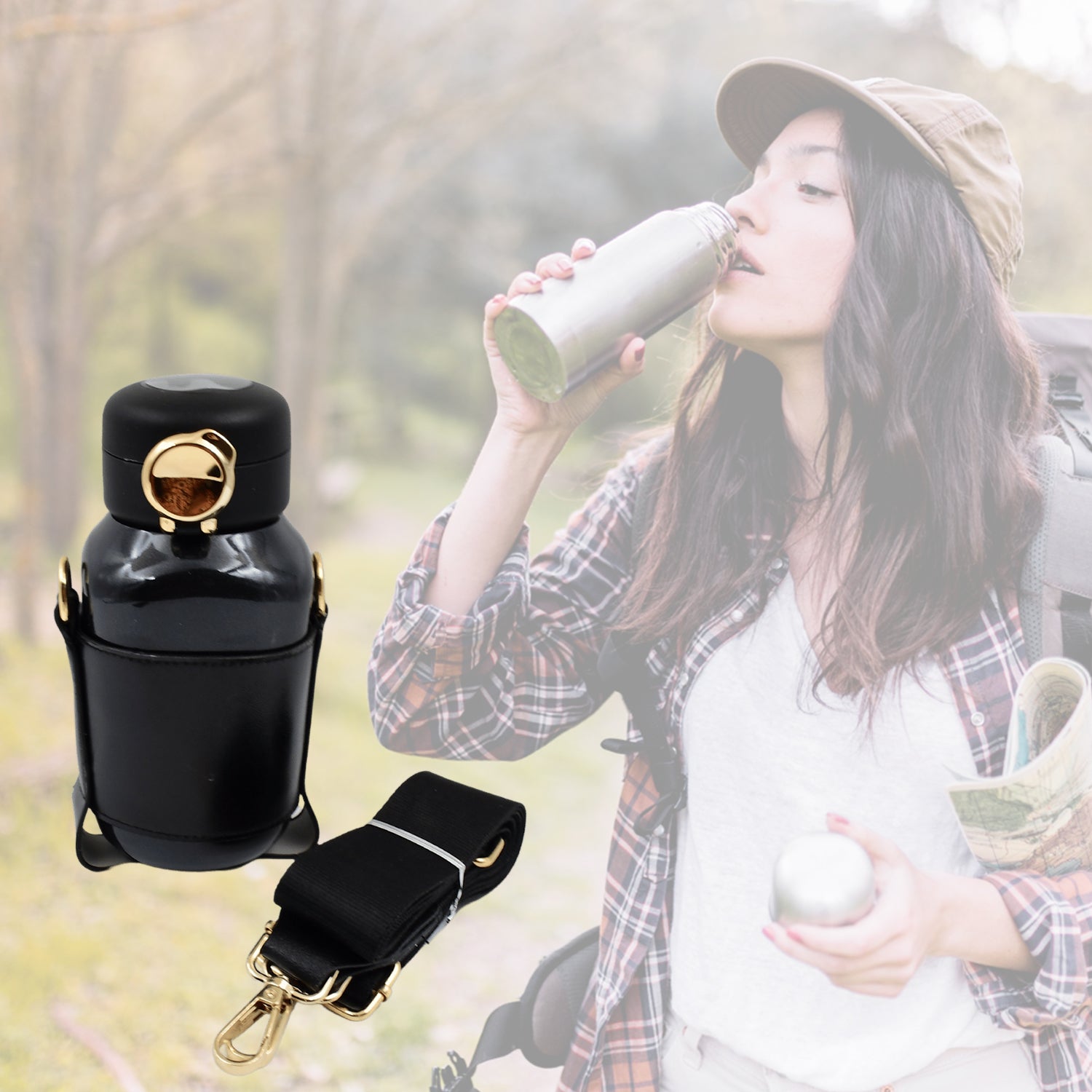 Thermos Steel Bottle Push Button  Fashion Cup Temperature Display Bottle (420 Ml) - Shop Gharse