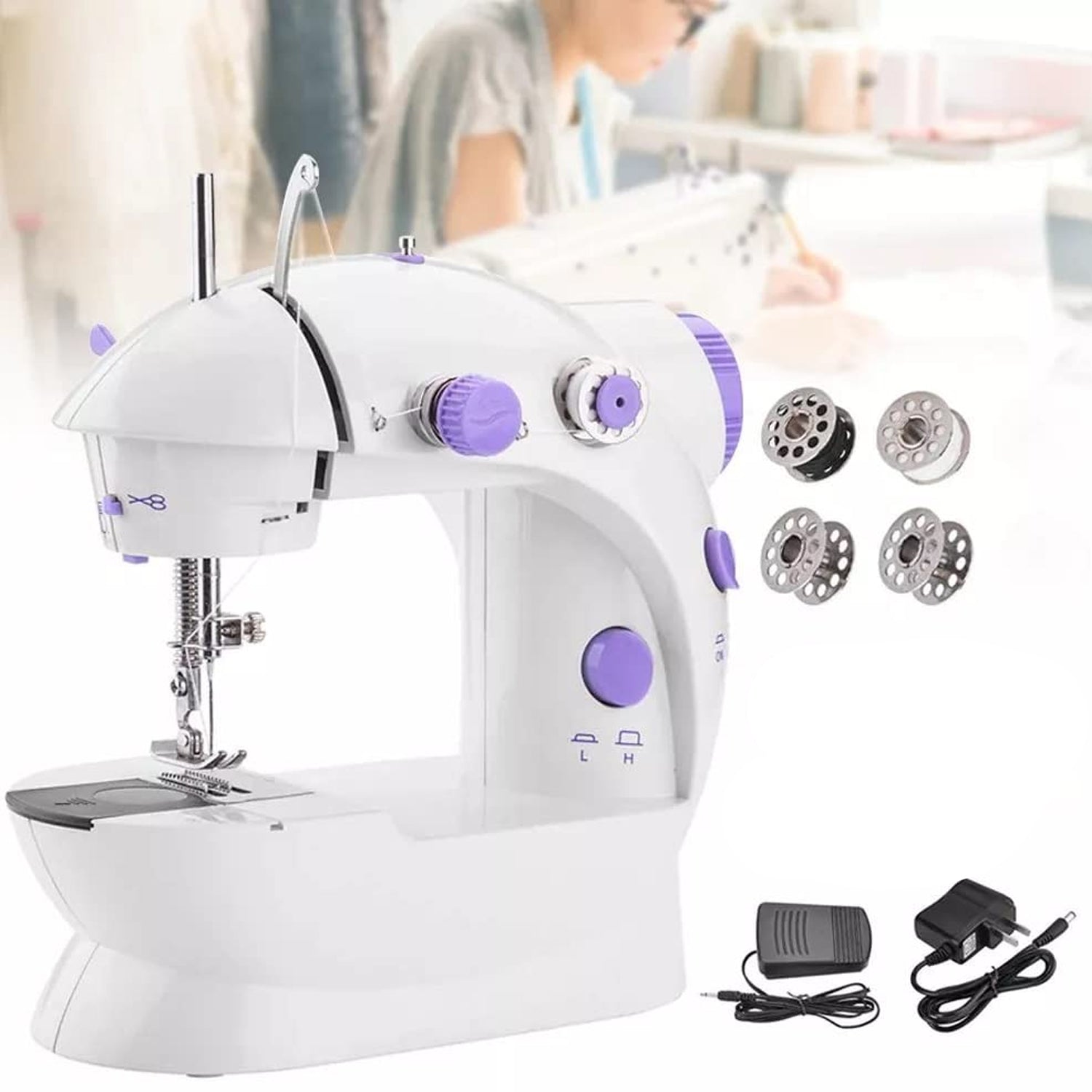 12917 Home Tailoring Sewing Machine With Extension Table Set Foot Pedal Adapter Mini Electric Silai Machine Portable Stitching Machinetailoring Machine - Shop Gharse