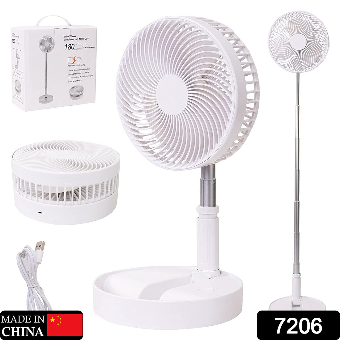 7206 Telescopic Electric Desktop Fan Height Adjustable Foldable  Portable For Travelcarry  Silent Table Top Personal Fan For Bedside Office Table (Battery Not Include) - Shop Gharse