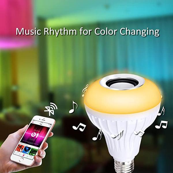 1363 Wireless Bluetooth Sensor 12w Music Multicolor Led Bulb With Remote Controller - Shop Gharse