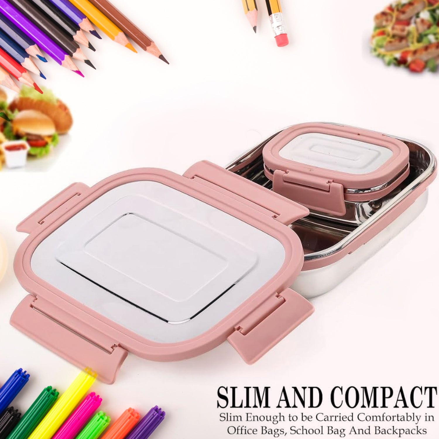 Premium Stainless Steel Leak Proof Air Tight Lunch Boxes (900ml+200ml Approx  2 Pc Set) - Shop Gharse