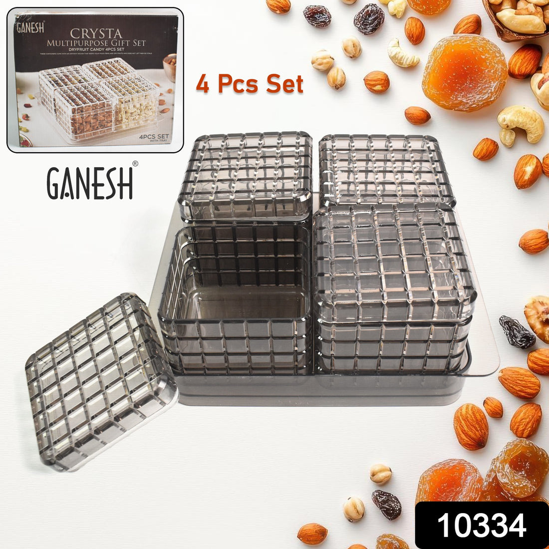 Ganesh Multipurpose Gift Set Dry Fruit Candy (4 Pcs Set  With Tray) - Shop Gharse