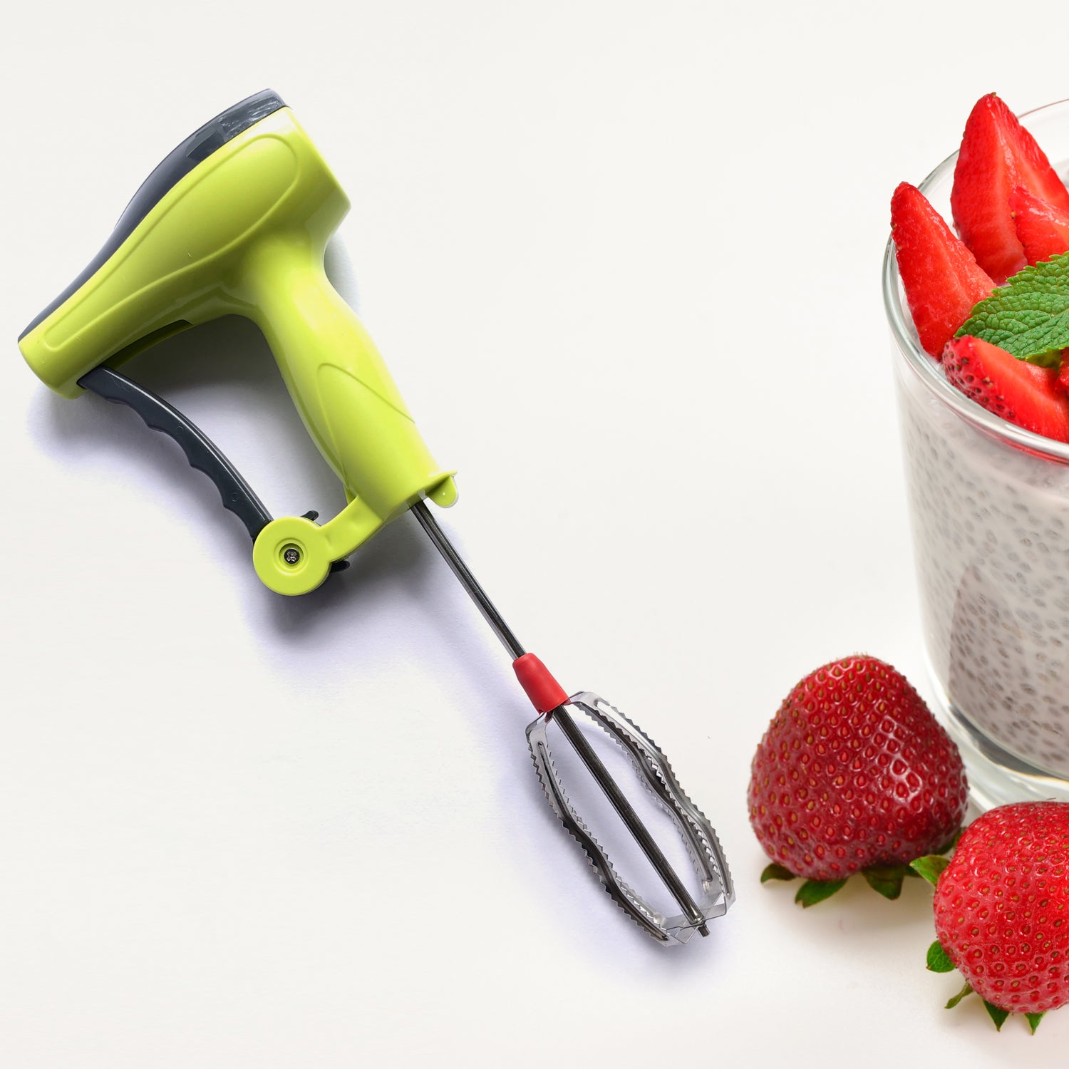 0703 Power Free Manual Hand Blender With Stainless Steel Blades Milk Lassi Maker Egg Beater Mixer Rawai - Shop Gharse