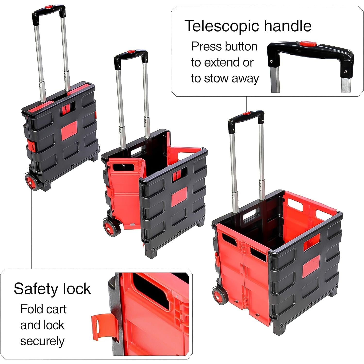 Foldable Shopping Grocery Trolley  Cart Travel Portable Food Basket (1 Pc) - Shop Gharse