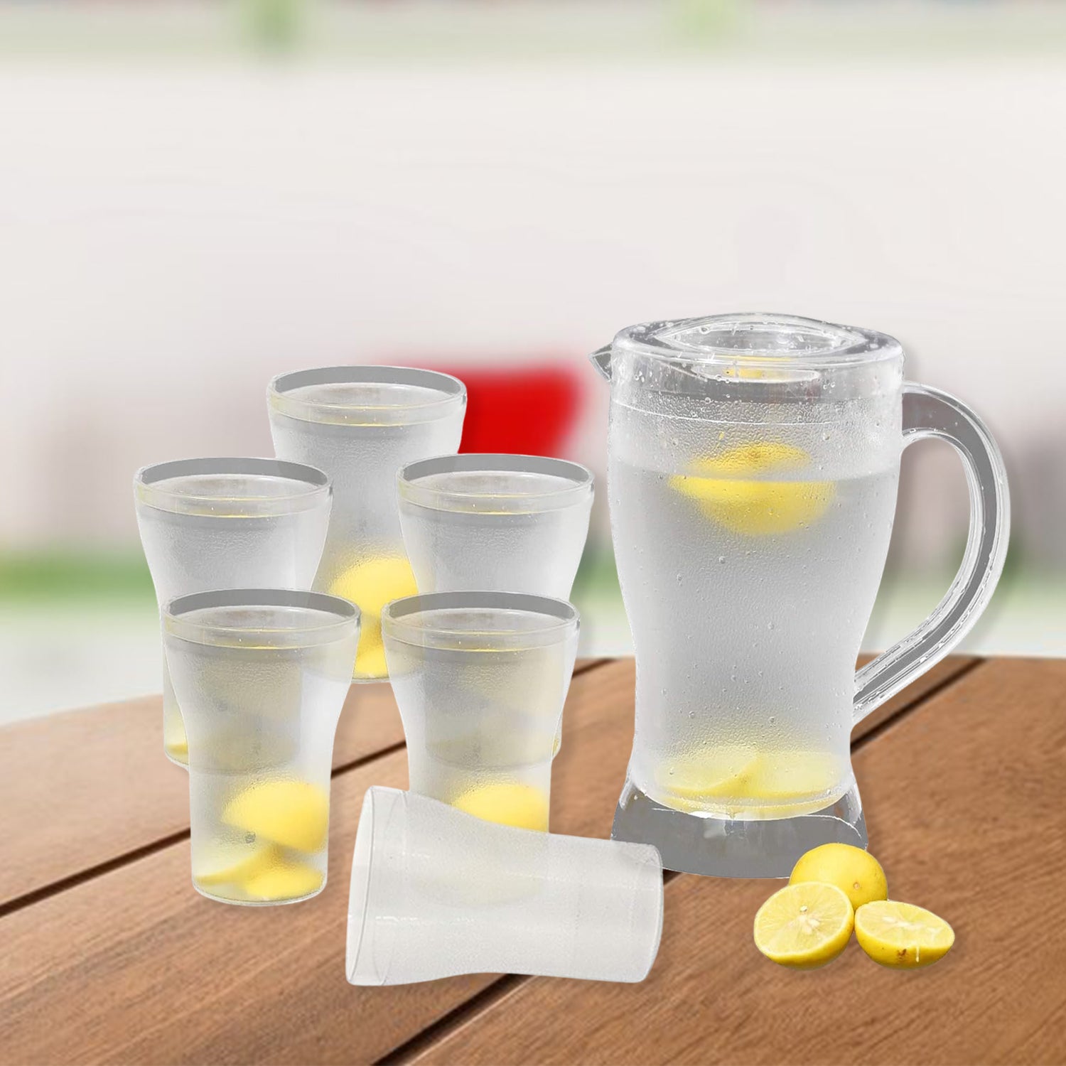Apex Unbreakable Lemon Jug Set With 6 Glasses  1200ml Jug + 300ml Glasses Approx - Shop Gharse