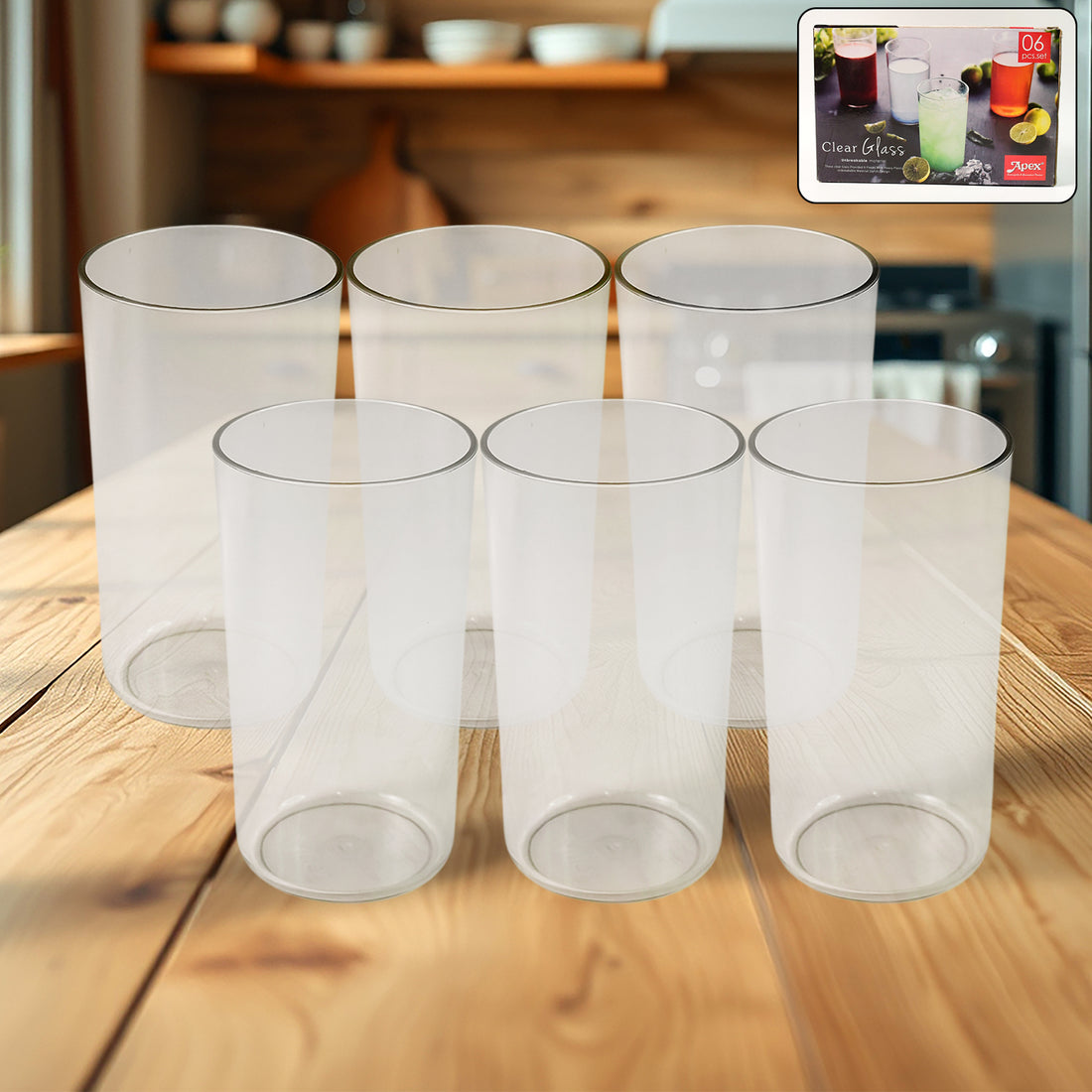 Apex Clear Plastic Tumbler  Glass Set  6-piece Unbreakable - Shop Gharse