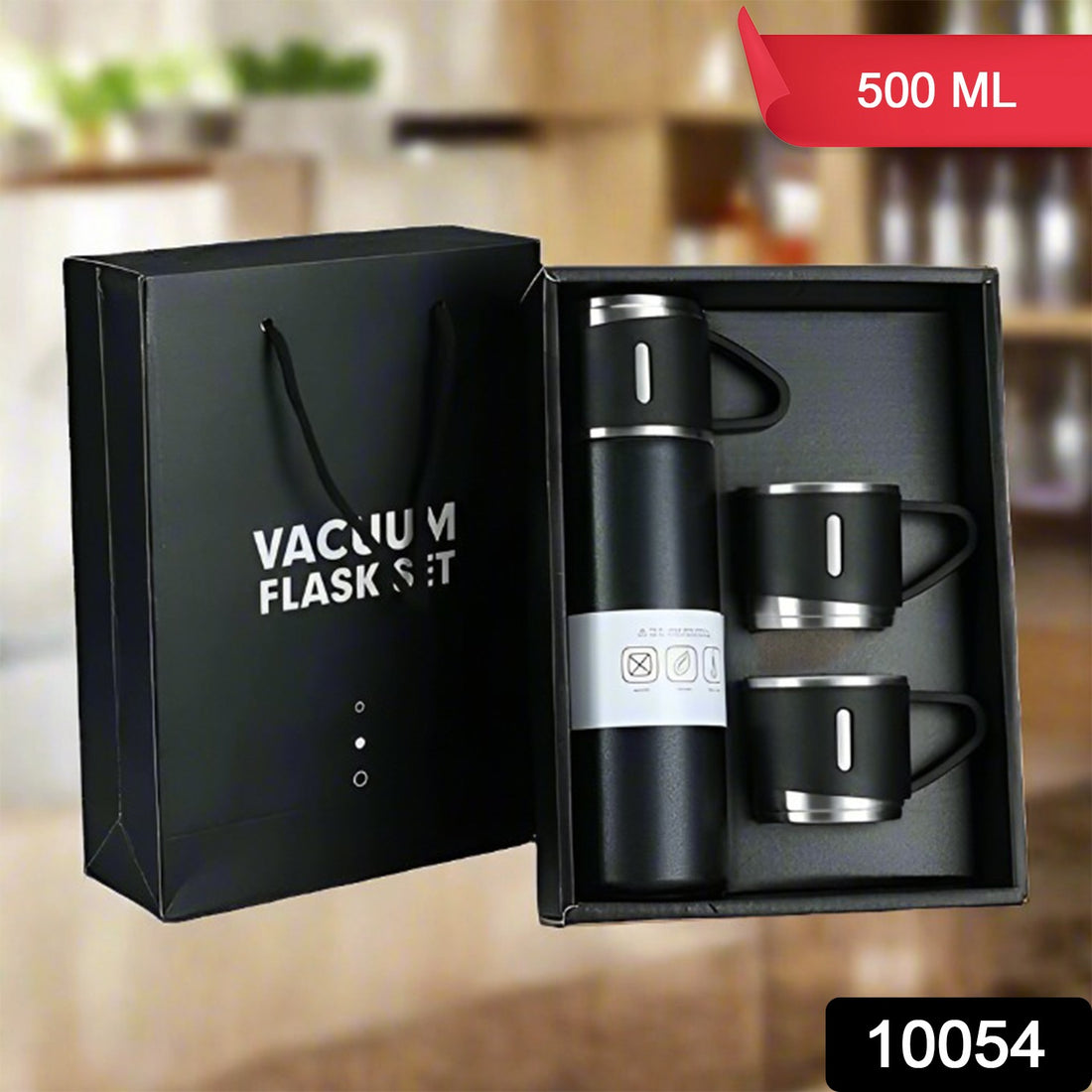 Stainless Steel Vacuum Flask Set With 3 Steel Cups Combo For Coffee Hot Drink And Cold Water Flask Ideal Gifting Travel Friendly Latest Flask Bottle. (500ml) - Shop Gharse