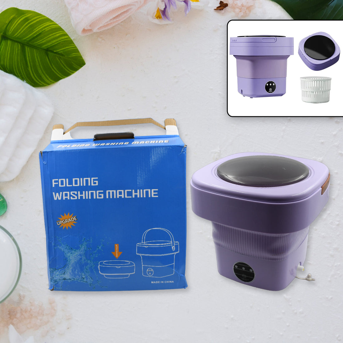 7272 Mini Washing Machine Foldable Mini Washer With Drain Basket Portable Washing Machine Foldable For Laundry Travel Camping Rv Baby Clothes - Shop Gharse