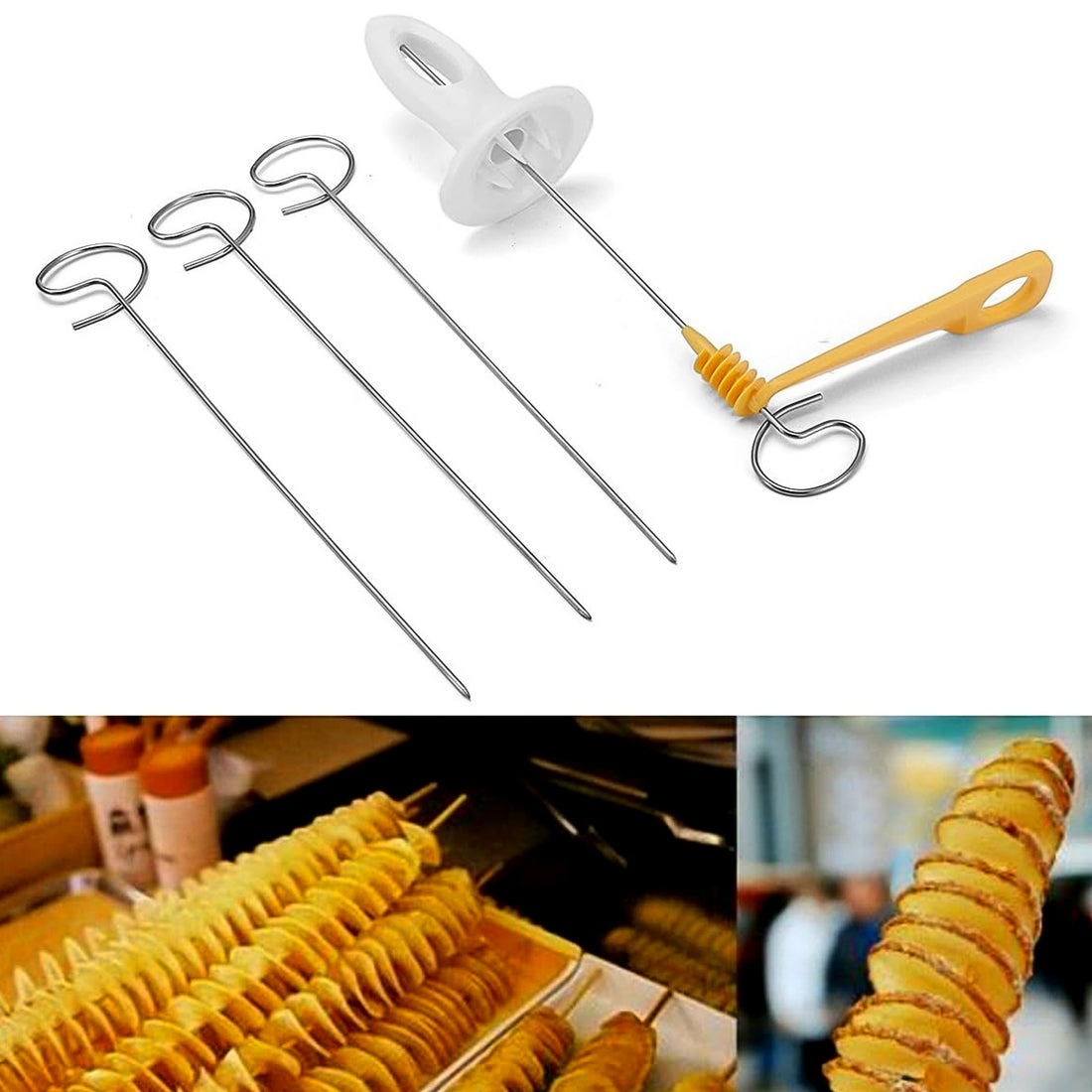 1 Set Potato Spiral Cutter Potato Twister (4 Spits) - Shop Gharse