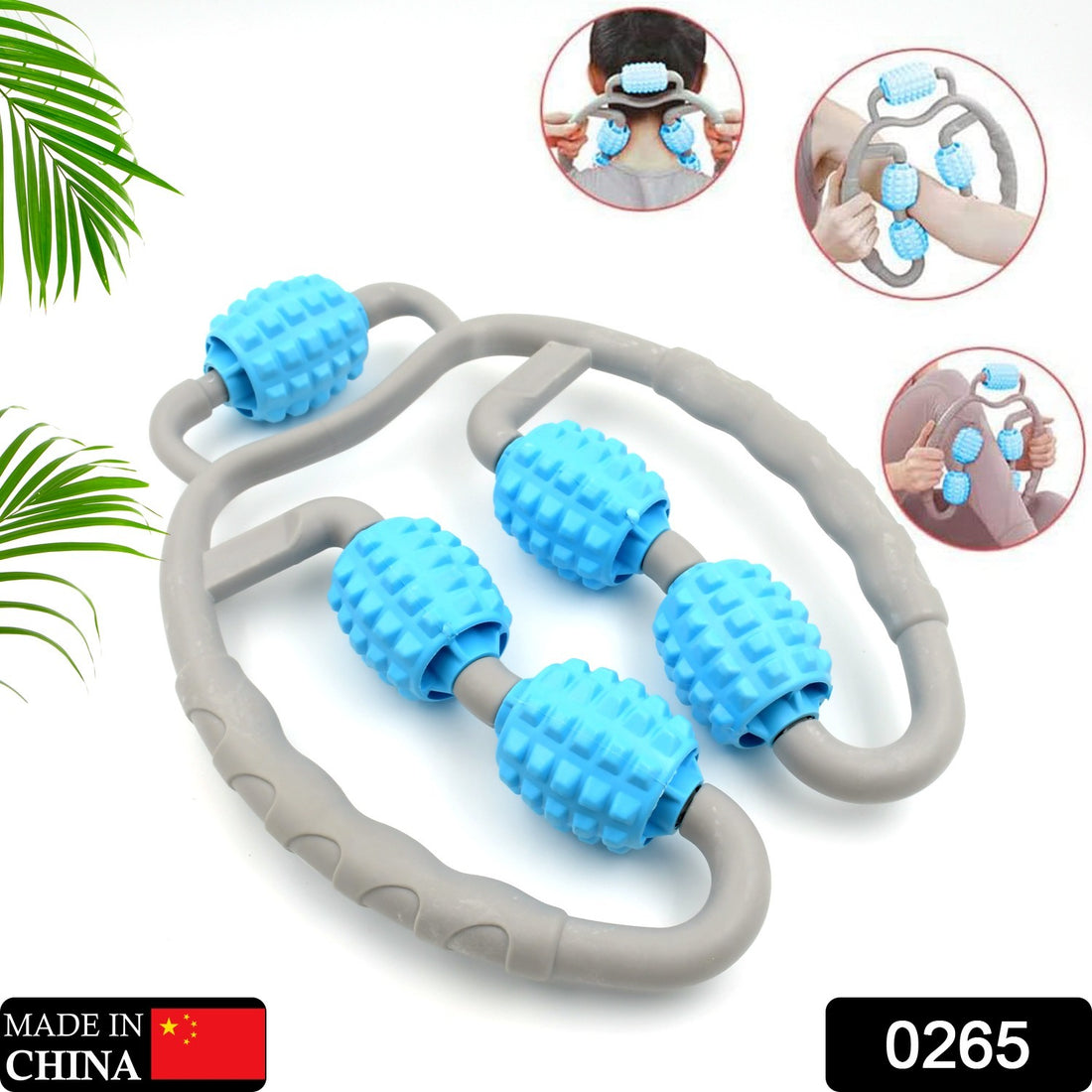 0265 Muscle Massage Roller 5 Wheels Relieve Soreness Leg Muscle Roller Fitness Roller Muscle Relaxer Massage Roller Ring Clip All Round Massaging Uniform Force Elastic Pp Drop Shaped For Home Use (1 Pc) - Shop Gharse