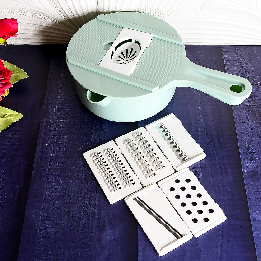 Vegetable Choppers With Drain Basket  6 In 1 Vegetable Slicer Blades (1 Set) - Shop Gharse