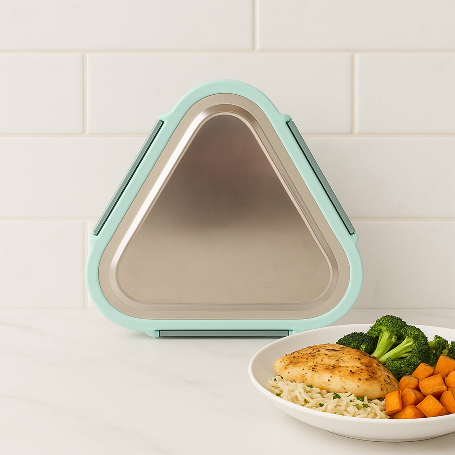 Ganesh Trinity 2-piece Stainless Steel Triangle Lunch Box Set - Shop Gharse