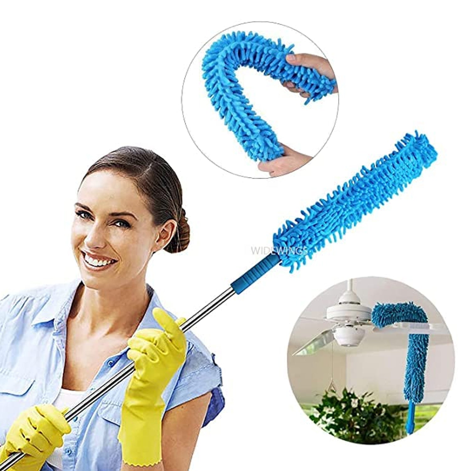 12728 Long Handle Dust Cleaning Brush Adjustable Microfiber Dust Brush Foldable Home Appliances Ceiling Cleaner Latest Home Improvement Products - Shop Gharse