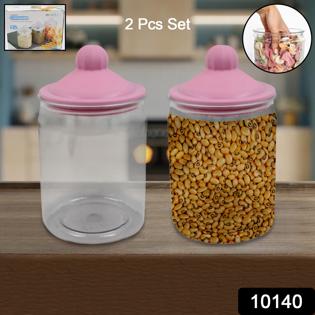 Transparent Kitchen Plastic Container Jar Set (2 Pcs Set  1100 Ml Approx) - Shop Gharse
