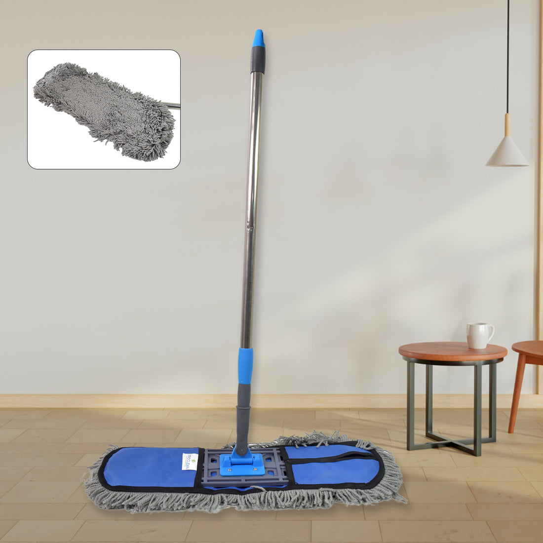 Wet And Dry Cotton Pad Floor Mop With Long Aluminium Handle (1 Pc  Large) - Shop Gharse