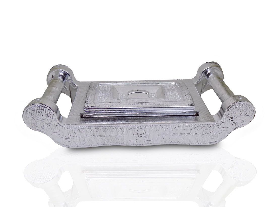 2091 Multipurpose 4 Section Royal Design Silver Storagegift Box - Shop Gharse