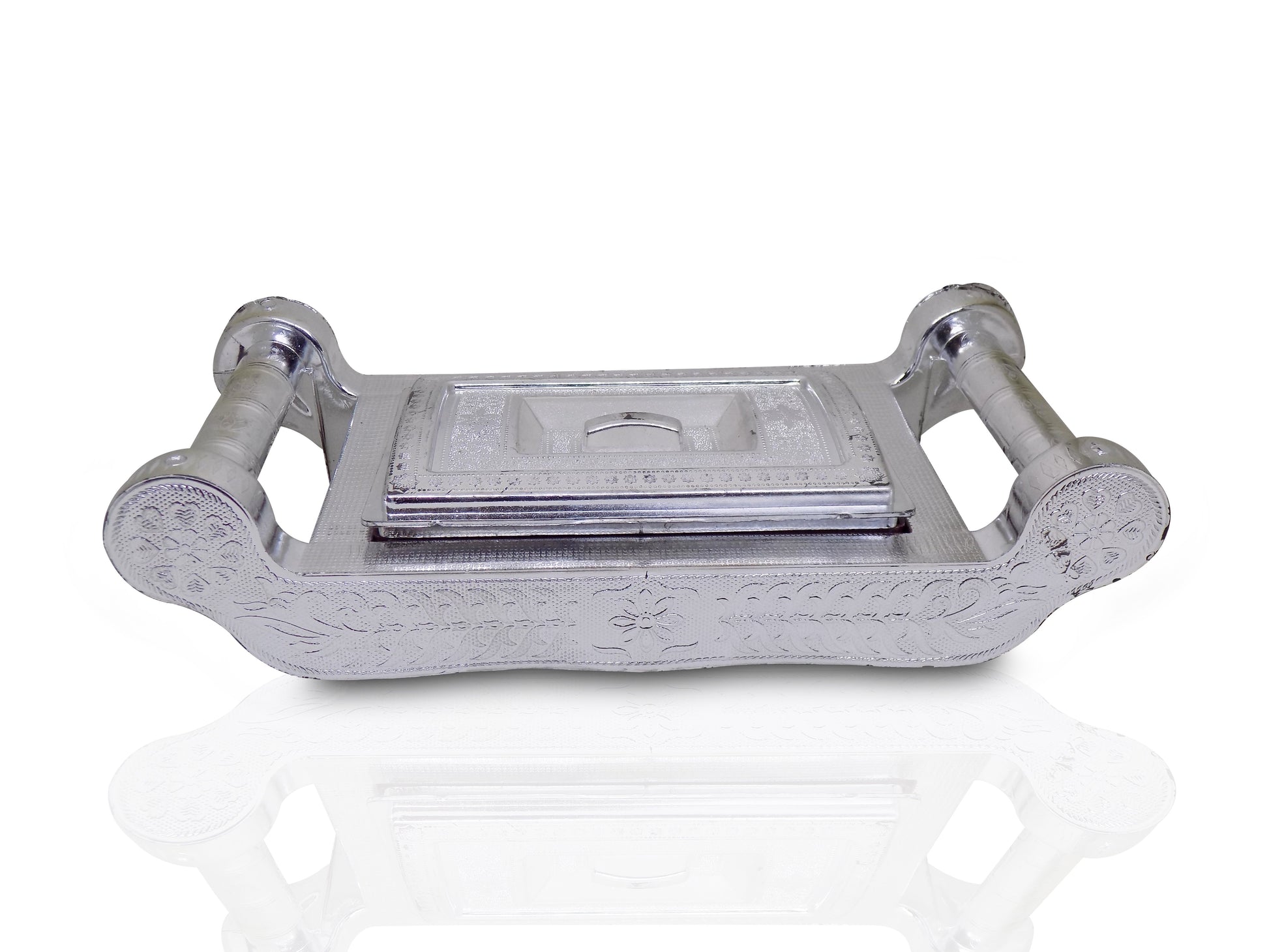 2091 Multipurpose 4 Section Royal Design Silver Storagegift Box - Shop Gharse