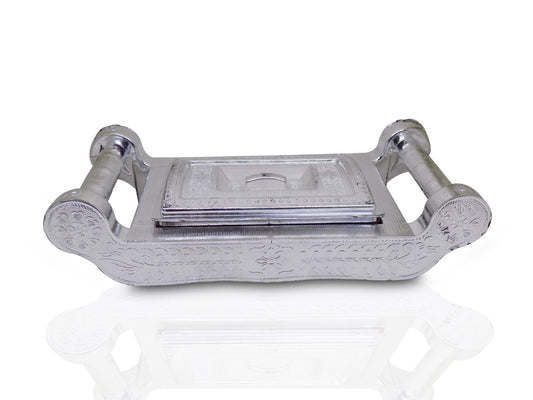 2091 Multipurpose 4 Section Royal Design Silver Storagegift Box - Shop Gharse
