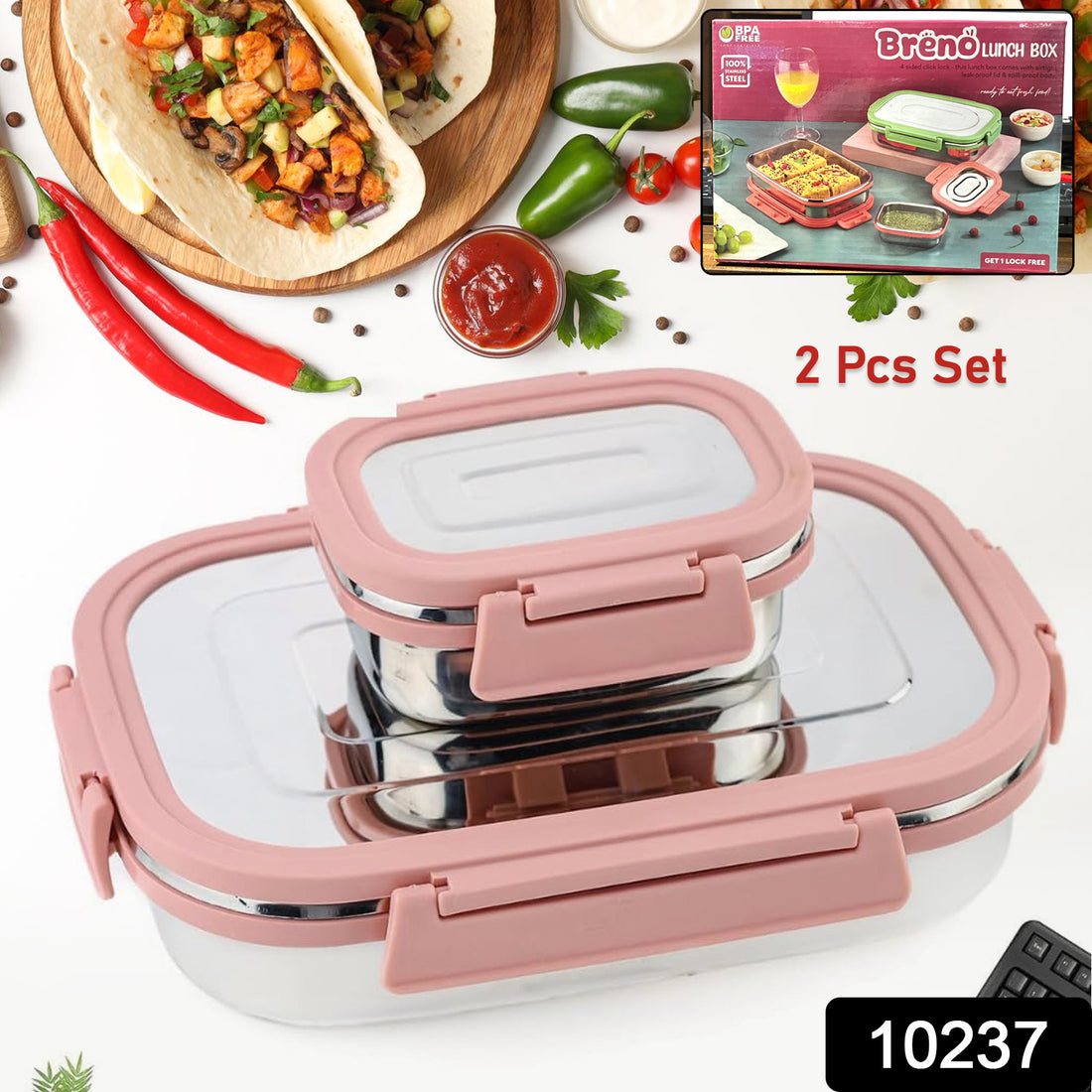 Premium Stainless Steel Leak Proof Air Tight Lunch Boxes (900ml+200ml Approx  2 Pc Set) - Shop Gharse